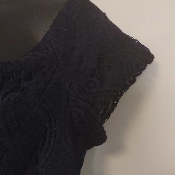 Guess LA Off the Shoulder Lace Midi Dress 10 Navy - Picture 7 of 11